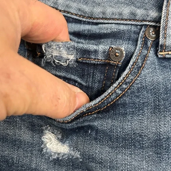 American Eagle Outfitters | Blue Distressed Mini Skirt | Size 6 - Picture 4 of 8